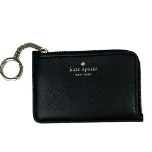 NWT Kate Spade New York Schuyler Medium L-Zip Card Holder Wallet Black Key Ring